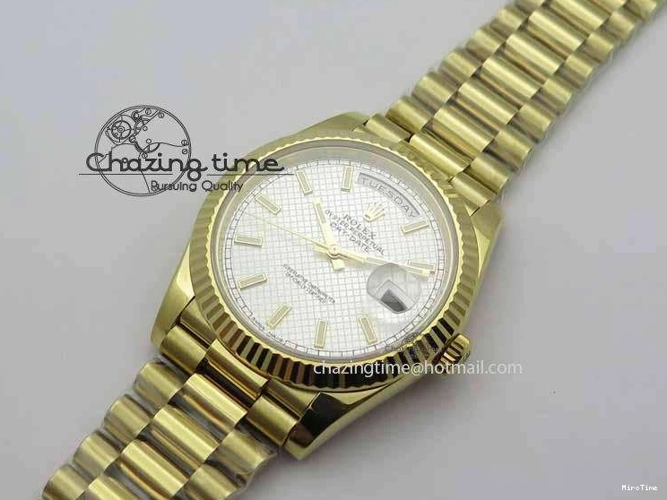 MiroTime 0427 Cozy Day-Date 40mm 228238 YG Noob 1:1 Best Edition Silver Dial On YG President Bracelet A 3710